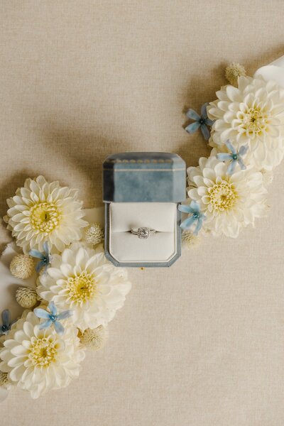 brides wedding ring and flowers in arizona