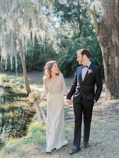 South Carolina elopement portraits with a posey bouquet captured by Kylee Yee