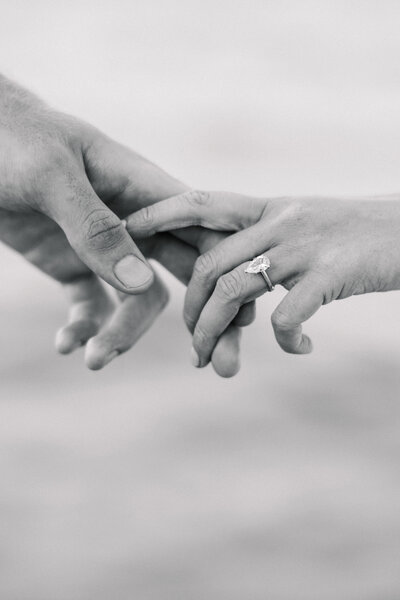 Close up of Hands with Engagement Ring