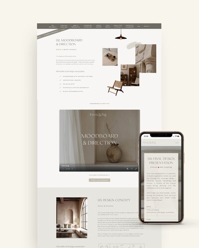 Showit Client Lounge template for interior designers