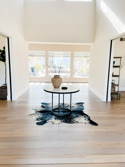 open living room with decorative table