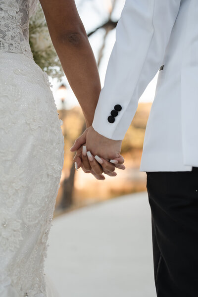 bride and groom exchange beautiful wedding vows at their outdoor wedding ceremony