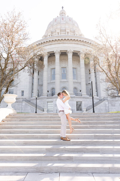 Engagement photos at Jefferson City Capitol