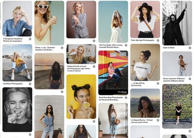 Pinterest board screenshot for brand photoshoot inspiration in NYC