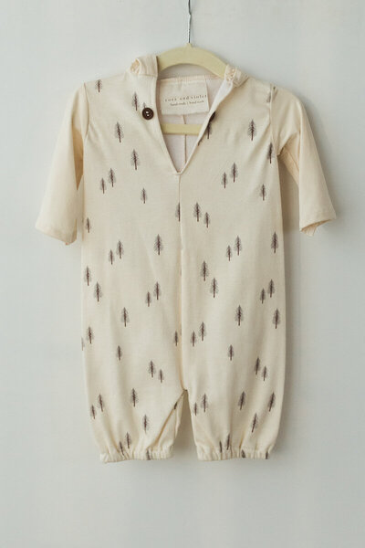 baby boys onesie with tree pattern
