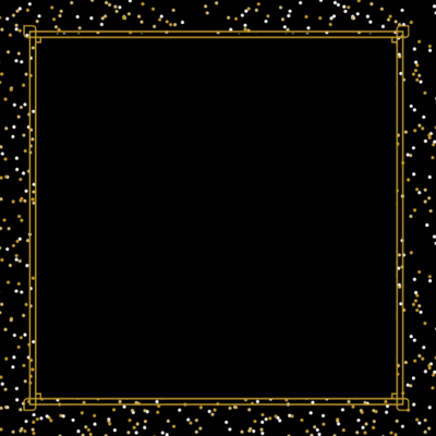 Black square layout with gold glitter edges, perfect for formal or NYE events.
