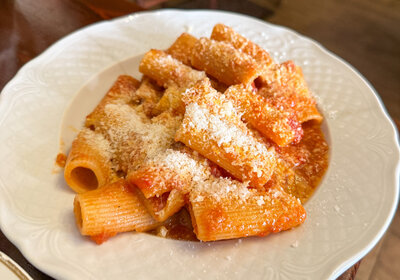 Tajarin pasta, a specialty egg pasta with ragu.