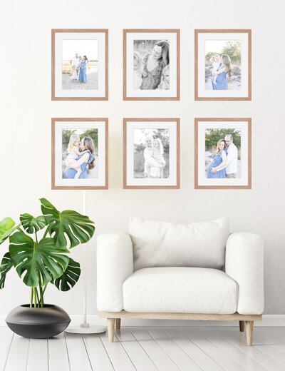 Gallery Wall of portraits from a family's maternity session featuring Virginia Beach Family Photography by Mary Eleanor Photography