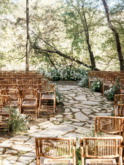 A custom laid wedding aisle path designed by Drake Social Events