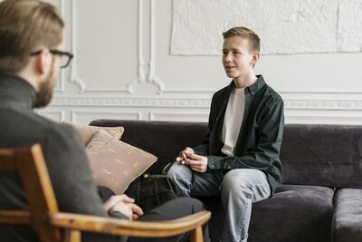 Teen boy in therapy