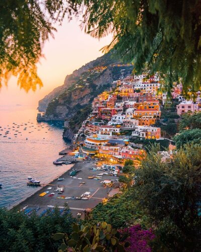 Cityscape view of Positano, Italy