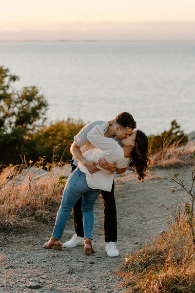 bride and groom kissing