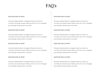 FAQ page layout