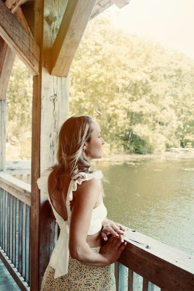 me looking over bridge