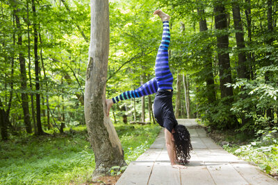 Practicing yoga in Woodstock NY