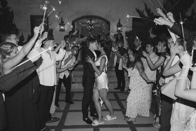 bride and groom kissing