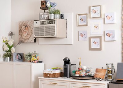 photo of snack and coffee station at Chicago Illinois Lakeview portrait studio