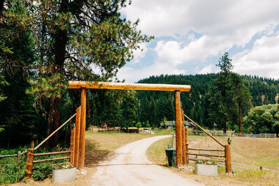 Wedding venue entrance at The Ranch at Wolf Creek in St. Regis, MT