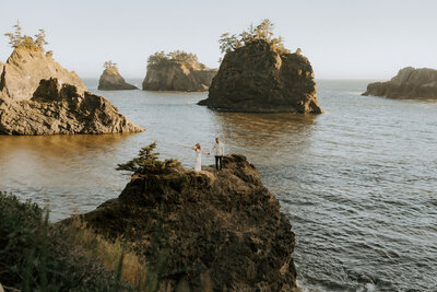 redwood adventure session on the beach after elopement