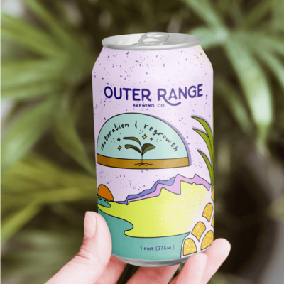 illustrated beer can labels and packaging design for Colorado based brewery Outer Range