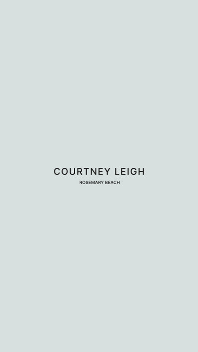 Courtney Leigh logo on a light blue background