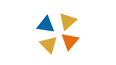 Yellow Sky Business Services Services Page Decorative Image of 4 multi-colored triangles (yellow, orange, dark teal)