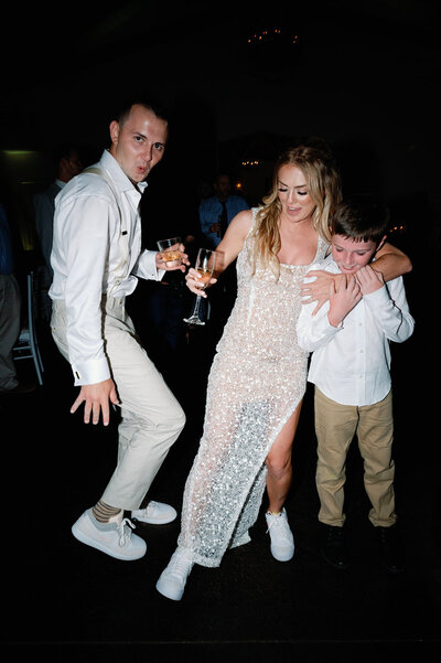 Documentary wedding photography with couple and guests