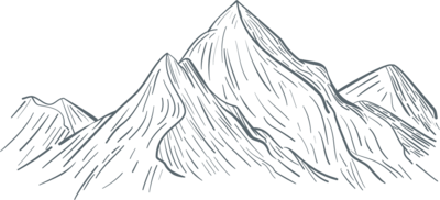 Line drawing style of a mountain range.