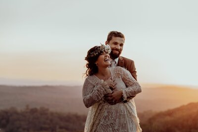 Brisbane bride and groom at sunset