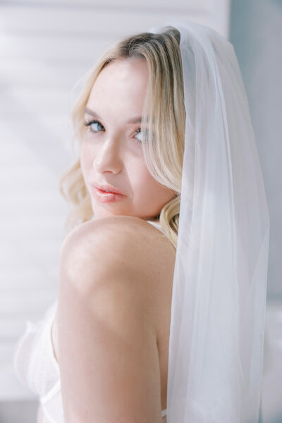 Woman in bridal boudoir photography