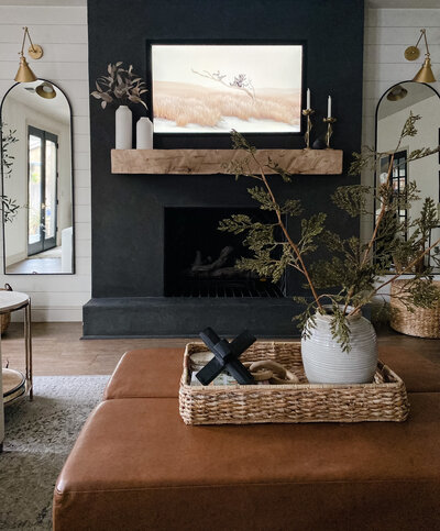 Faux cement fireplace