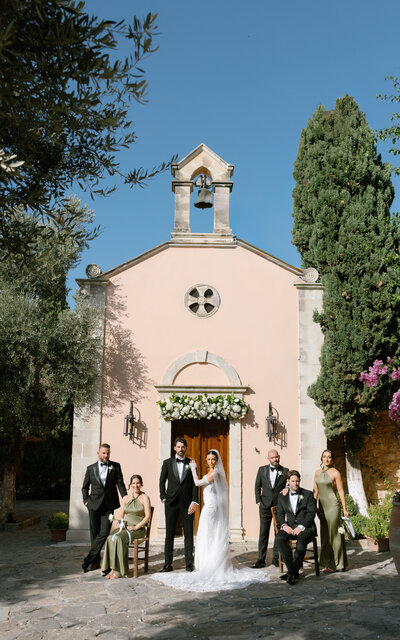 bride and groom walking on path