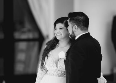 Romantic Black and White Wedding Couple Portrait
