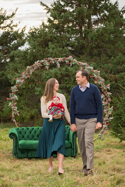 Wisconsin mini-session photo of family at wagner's tree farm