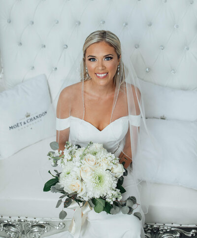 Bride posing in the bridal suite before wedding ceremony | 618 Restaurant | Freehold, New Jersey