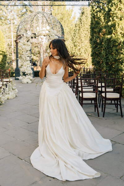 bride playing with her hair