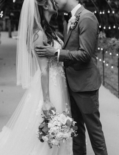 bride and groom first kiss florida wedding