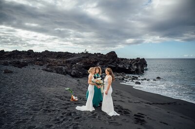a black sand beach elopement on the Big Island of Hawaii