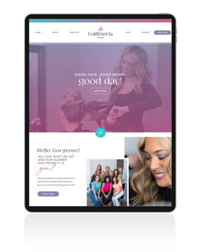 Showit website design showcasing a customized homepage with personalized branding, colors, and layout.
