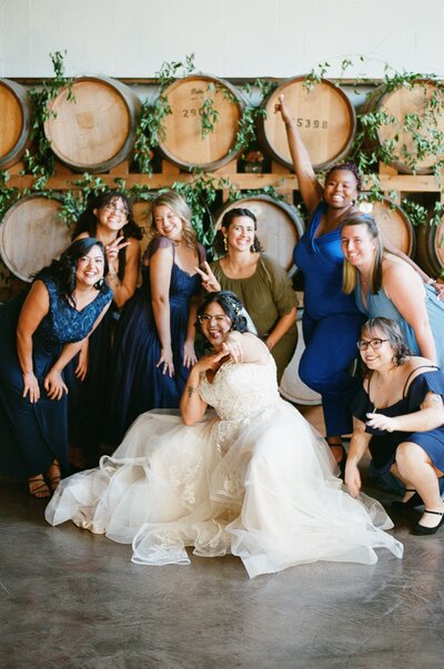 Bride with bridesmaids in Hideaway Cellars