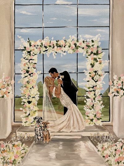 painting of bride and groom