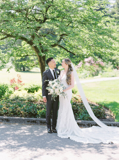 bride and groom elopement kissing