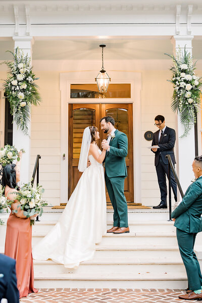 bride and groom portraits bouquet