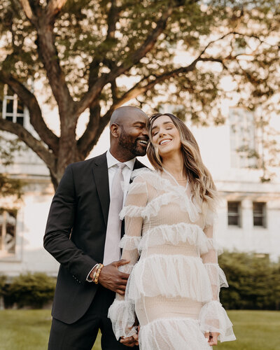 newly married couple shares an intimate moment