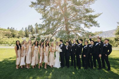 Full Bridal Party Celebrating - Mikayla & Mario | Harmony Meadows Wedding - Lake Chelan Wedding