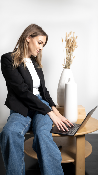 Woman working on her computer