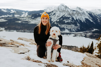 Kananaskis hiking elopement photographer with her dog