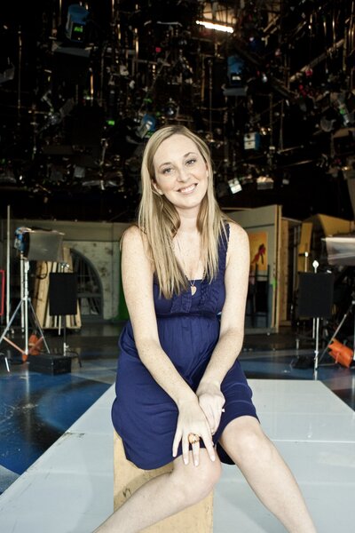 Shannon Russell television producer on a television production set working in Los Angeles, California