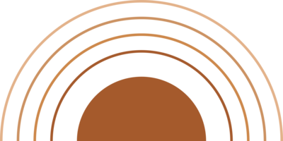 arc of orange lines over a half circle