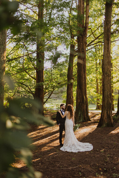 Bride and Groom Embrace at National Arboretum wedding